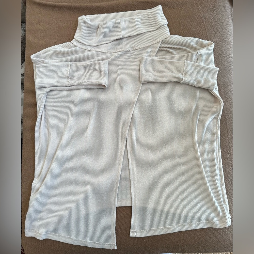 We The Free Free People Ribbed Open Back Cream Ecru Turtleneck XS - Picture 4 of 5
